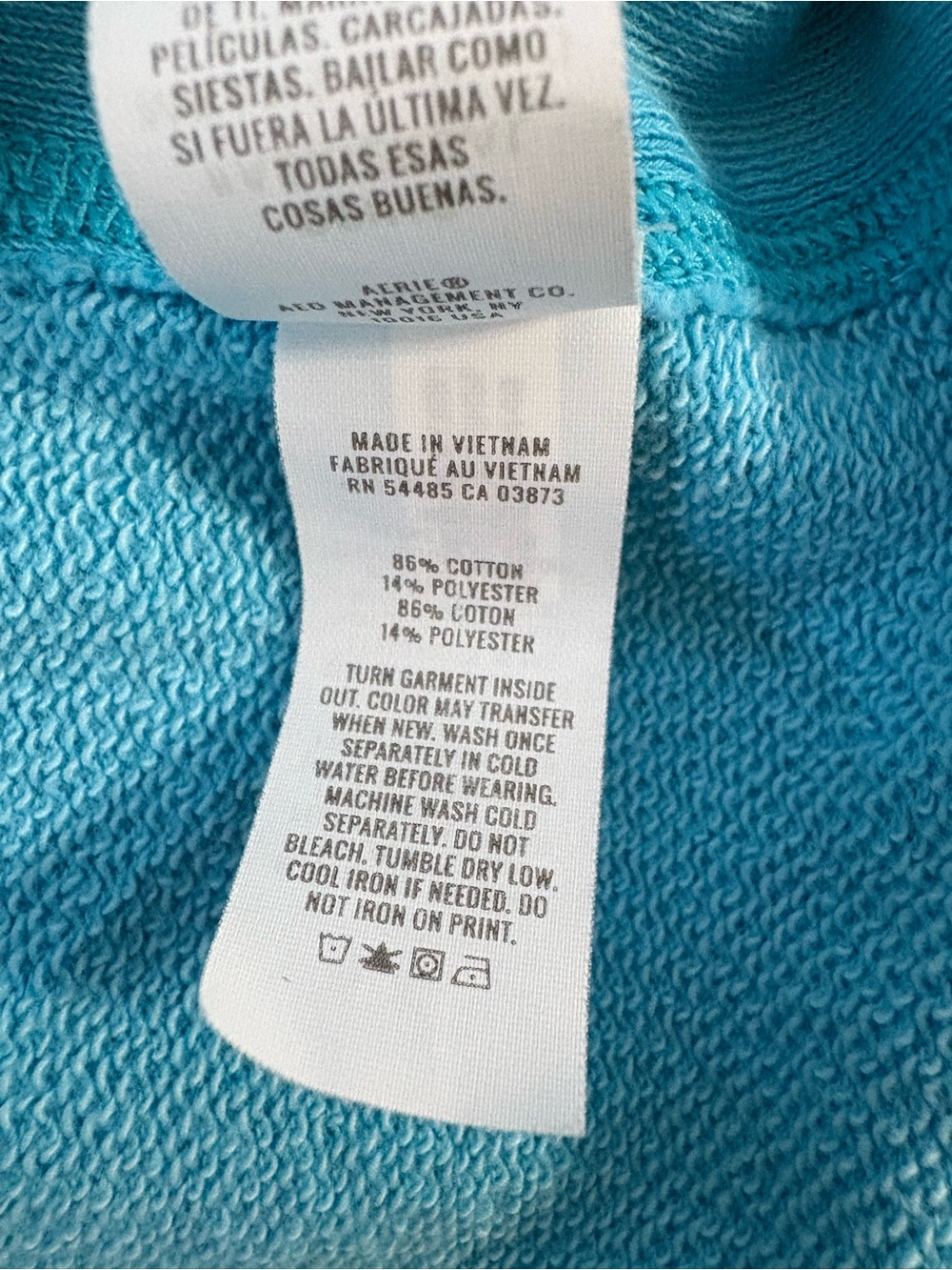 Aerie Vacay Every Day Oversized V Neck Sweatshirt French Terry Turquoise S - Picture 10 of 11